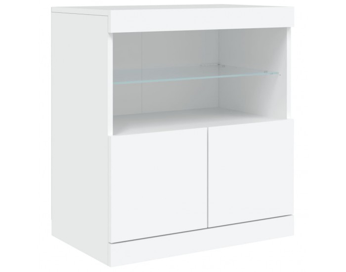 Sonata H Сайдборд с LED светлини, бял, 142,5x37x67 см