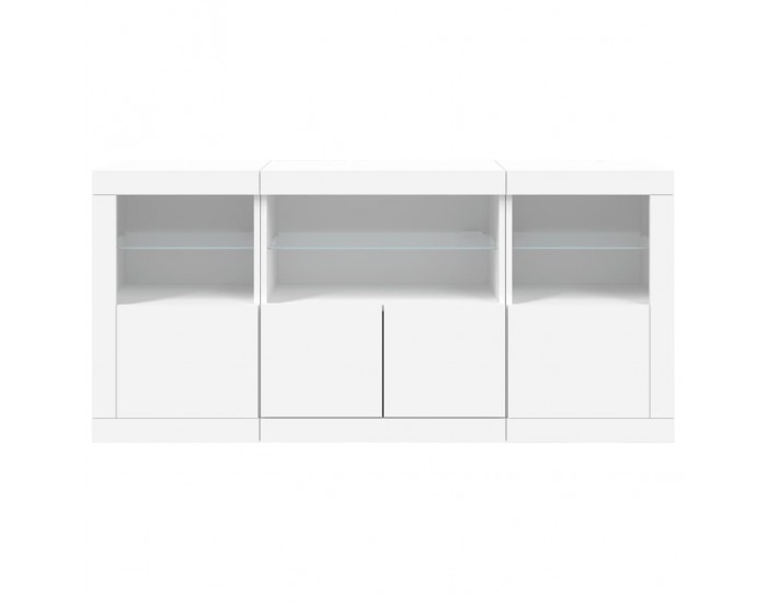 Sonata H Сайдборд с LED светлини, бял, 142,5x37x67 см