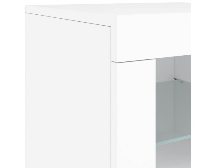 Sonata H Сайдборд с LED светлини, бял, 142,5x37x67 см