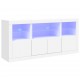 Sonata H Сайдборд с LED светлини, бял, 142,5x37x67 см