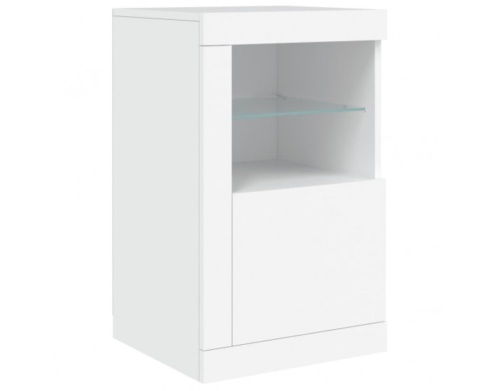 Sonata H Сайдборд с LED светлини, бял, 142,5x37x67 см