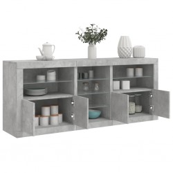 Sonata H Сайдборд с LED светлини, бетонно сив, 162x37x67 см - Corpuri, vitrine, biblioteci modulare