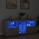 Sonata H Сайдборд с LED светлини, бетонно сив, 162x37x67 см