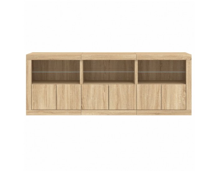 Sonata H Сайдборд с LED светлини, сонома дъб, 181,5x37x67 см