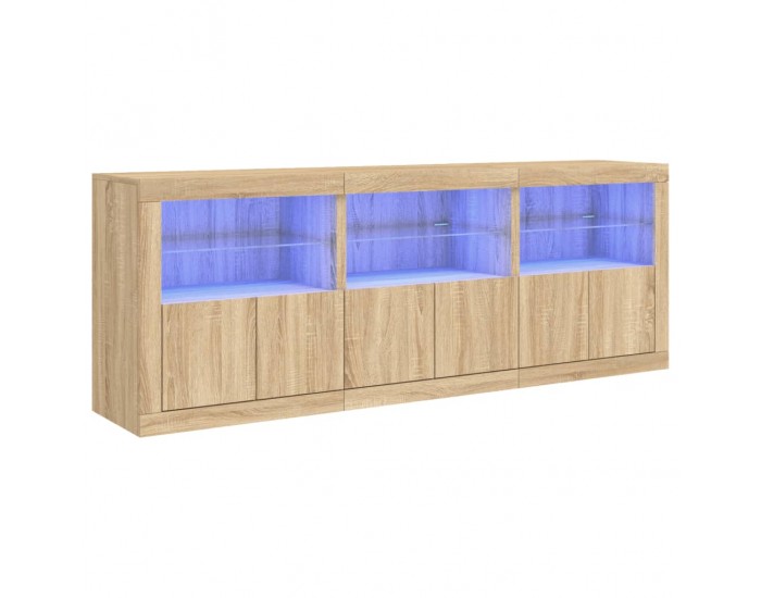 Sonata H Сайдборд с LED светлини, сонома дъб, 181,5x37x67 см