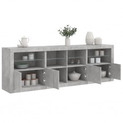 Sonata H Сайдборд с LED светлини, бетонно сив, 202x37x67 см - Corpuri, vitrine, biblioteci modulare