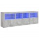 Sonata H Сайдборд с LED светлини, бетонно сив, 202x37x67 см