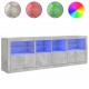 Sonata H Сайдборд с LED светлини, бетонно сив, 202x37x67 см
