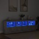 Sonata H Сайдборд с LED светлини, бетонно сив, 202x37x67 см