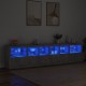 Sonata H Сайдборд с LED светлини, бетонно сив, 283x37x67 см
