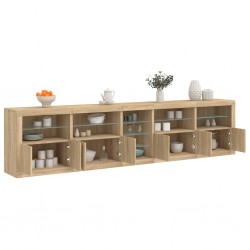 Sonata H Сайдборд с LED светлини, сонома дъб, 283x37x67 см - Corpuri, vitrine, biblioteci modulare