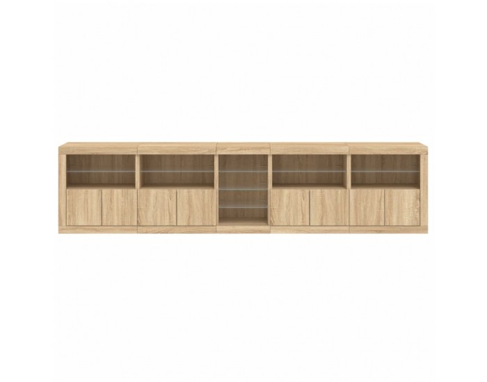 Sonata H Сайдборд с LED светлини, сонома дъб, 283x37x67 см