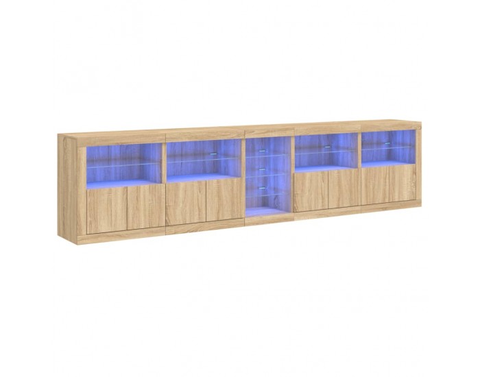 Sonata H Сайдборд с LED светлини, сонома дъб, 283x37x67 см