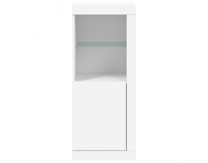 Sonata H Сайдборд с LED светлини, бял, 41x37x100 см