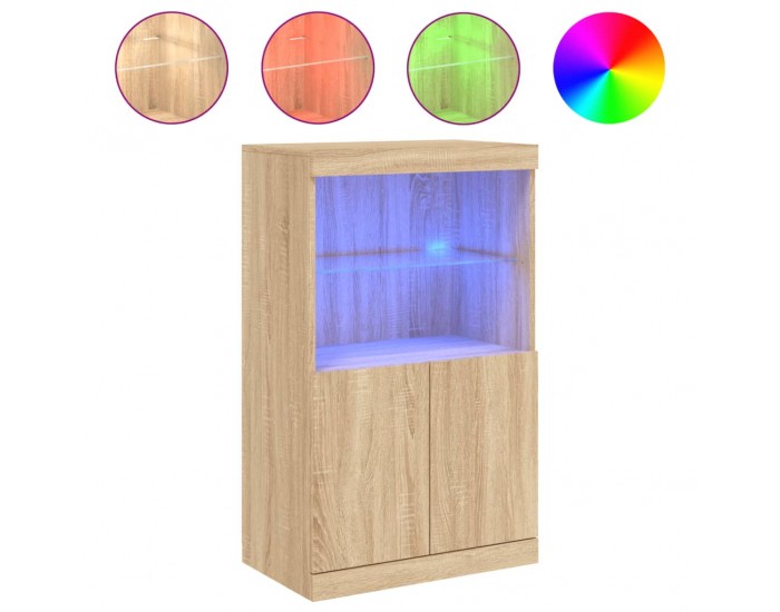 Sonata H Сайдборд с LED светлини, сонома дъб, 60,5x37x100 см