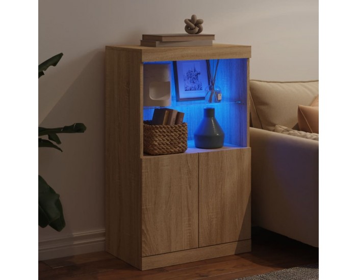 Sonata H Сайдборд с LED светлини, сонома дъб, 60,5x37x100 см