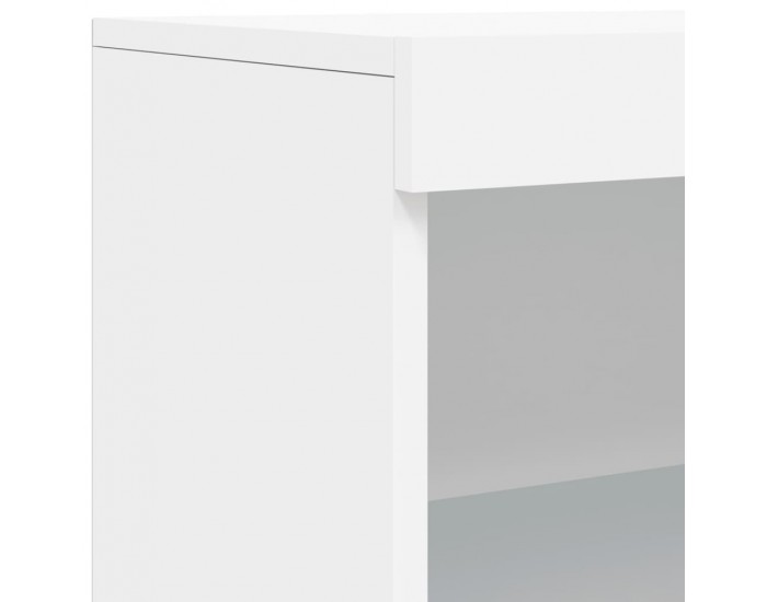 Sonata H Сайдборд с LED светлини, бял, 60,5x37x100 см
