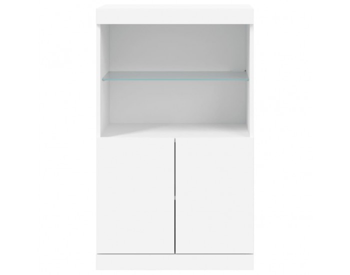 Sonata H Сайдборд с LED светлини, бял, 60,5x37x100 см