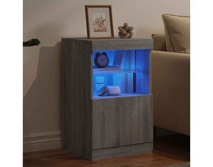 Sonata H Сайдборд с LED светлини, сив сонома, 41x37x67 см