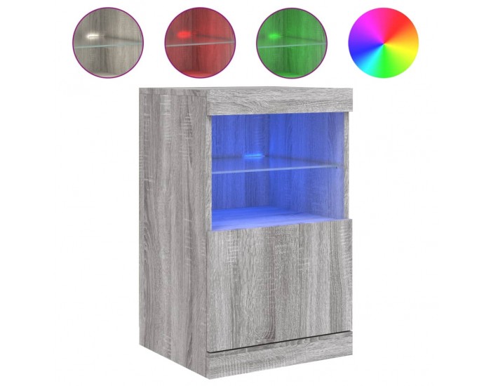Sonata H Сайдборд с LED светлини, сив сонома, 41x37x67 см