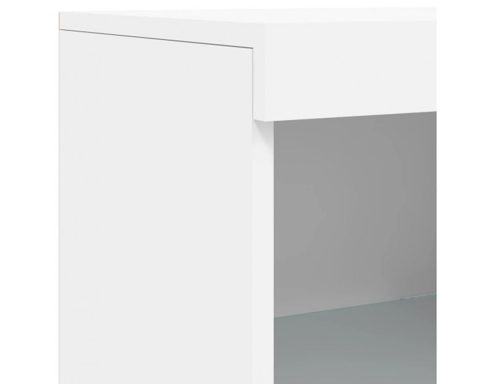 Sonata H Сайдборд с LED светлини, бял, 41x37x100 см