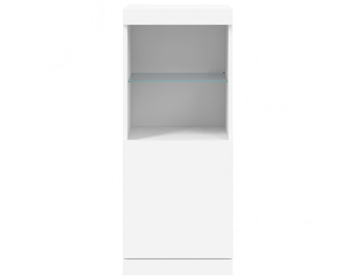 Sonata H Сайдборд с LED светлини, бял, 41x37x100 см