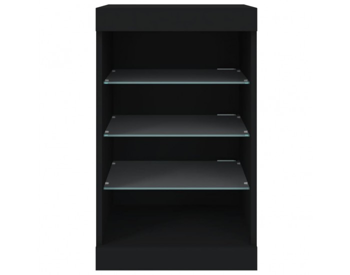 Sonata H Сайдборд с LED светлини, черен, 41x37x67 см