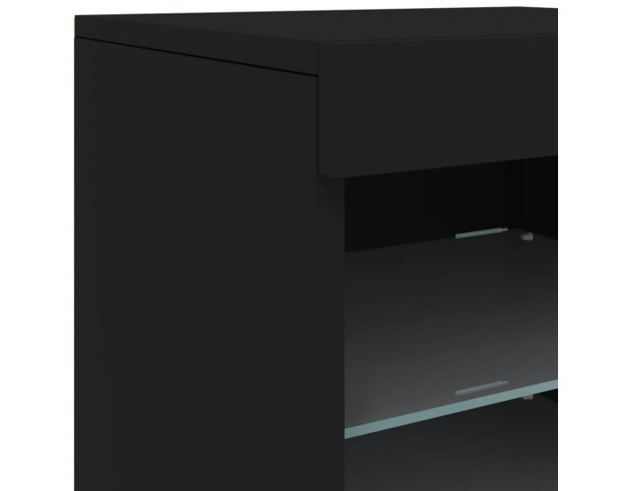 Sonata H Сайдборд с LED светлини, черен, 41x37x67 см