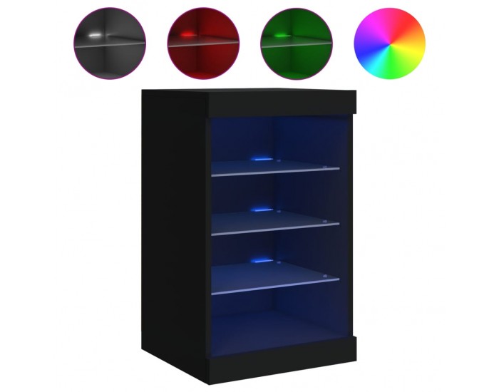 Sonata H Сайдборд с LED светлини, черен, 41x37x67 см