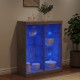 Sonata H Сайдборд с LED светлини, бетонно сив, 81x37x100 см