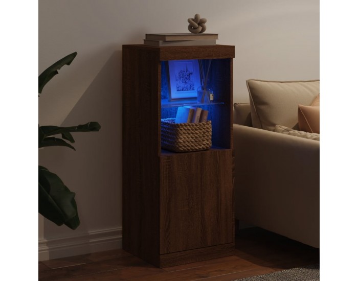 Sonata H Сайдборд с LED светлини, кафяв дъб, 41x37x100 см