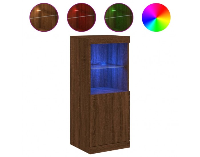 Sonata H Сайдборд с LED светлини, кафяв дъб, 41x37x100 см