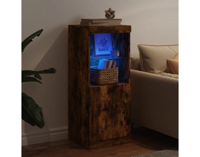 Sonata H Сайдборд с LED светлини, oпушен дъб, 41x37x100 см