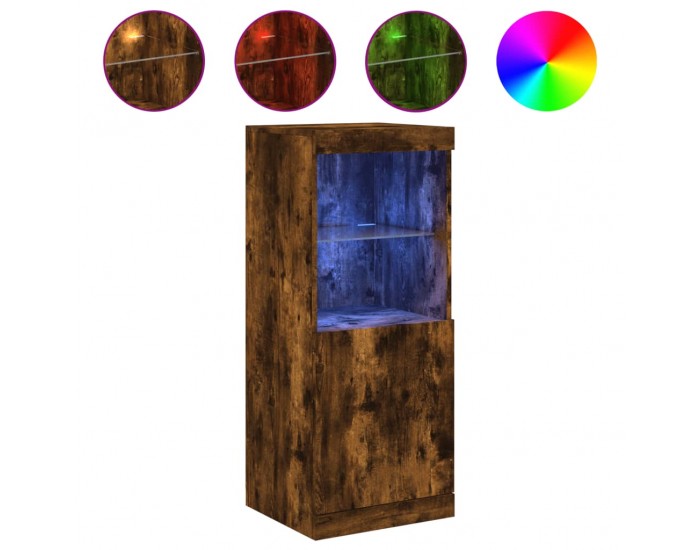 Sonata H Сайдборд с LED светлини, oпушен дъб, 41x37x100 см