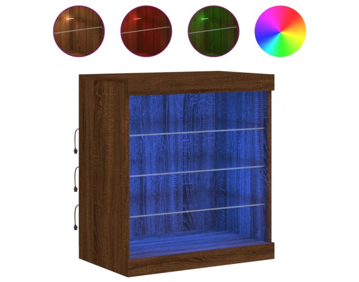 Sonata H Сайдборд с LED светлини, кафяв дъб, 60,5x37x67 см