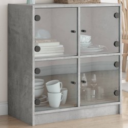 Sonata H Страничен шкаф със стъклени врати, бетонно сива, 68x37x75,5 cm - Corpuri, vitrine, biblioteci modulare