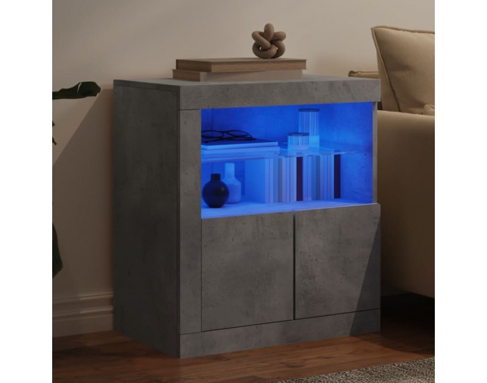 Sonata H Сайдборд с LED светлини, бетонно сив, 60,5x37x67 см