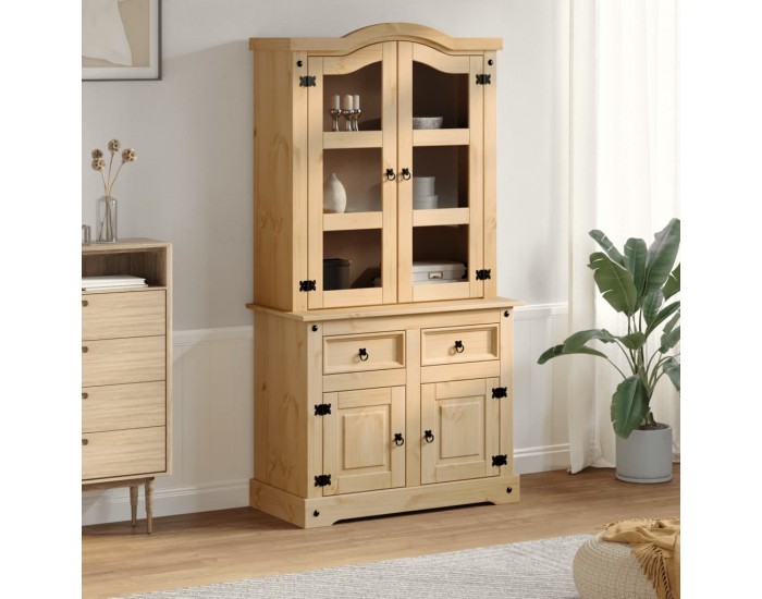 Sonata H Стъклен шкаф витрина Corona 100x48,5x179 см бор масив