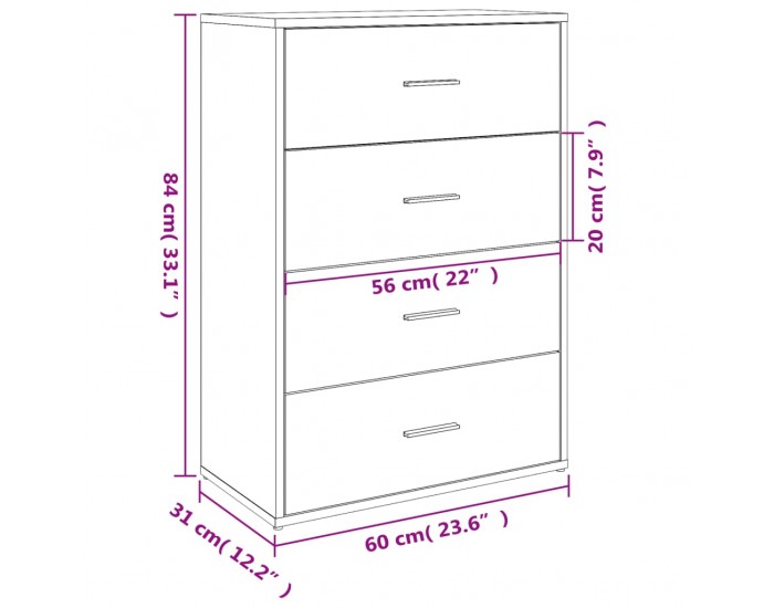 Sonata H Бюфет бетонно сив 60x31x84 см инженерно дърво