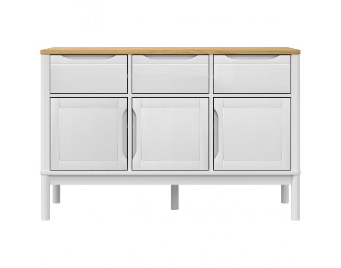 Sonata H Сайдборд FLORO, бял, 114x43x74 см, борово дърво масив