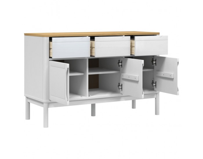 Sonata H Сайдборд FLORO, бял, 114x43x74 см, борово дърво масив
