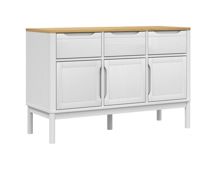 Sonata H Сайдборд FLORO, бял, 114x43x74 см, борово дърво масив