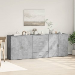 Sonata H Сайдборди, 3 бр, бетонно сиви, инженерно дърво - Corpuri, vitrine, biblioteci modulare