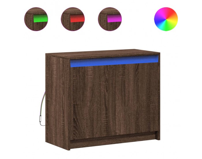 Sonata H Сайдборд с LED, кафяв дъб, 72x34x61 см, инженерно дърво
