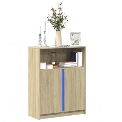 Sonata H Сайдборд с LED, дъб сонома, 77x34x100 см, инженерно дърво - Corpuri, vitrine, biblioteci modulare