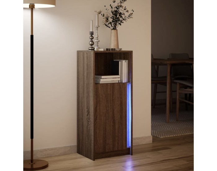 Sonata H Сайдборд с LED, кафяв дъб, 42,5x34x100 см, инженерно дърво