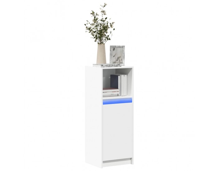 Sonata H Сайдборд с LED, бял, 38x34x100 см, инженерно дърво