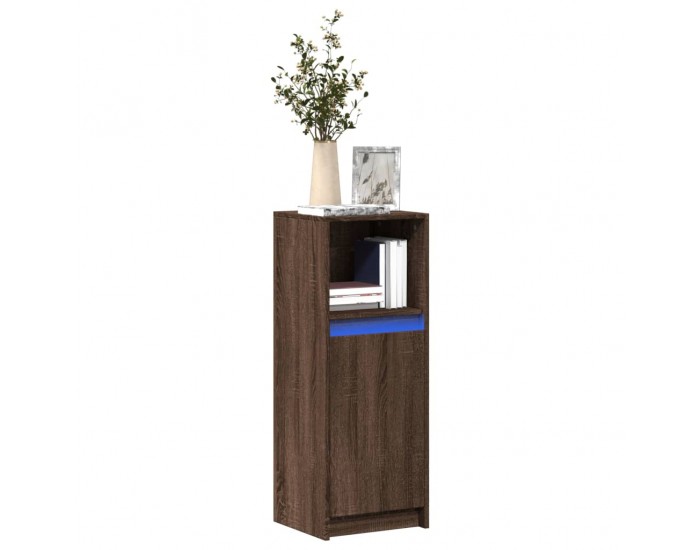 Sonata H Сайдборд с LED, кафяв дъб, 38x34x100 см, инженерно дърво
