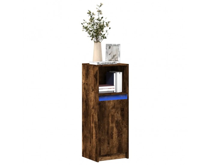 Sonata H Сайдборд с LED, опушен дъб, 38x34x100 см, инженерно дърво