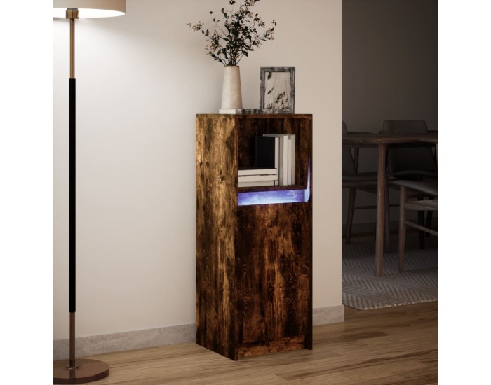 Sonata H Сайдборд с LED, опушен дъб, 38x34x100 см, инженерно дърво